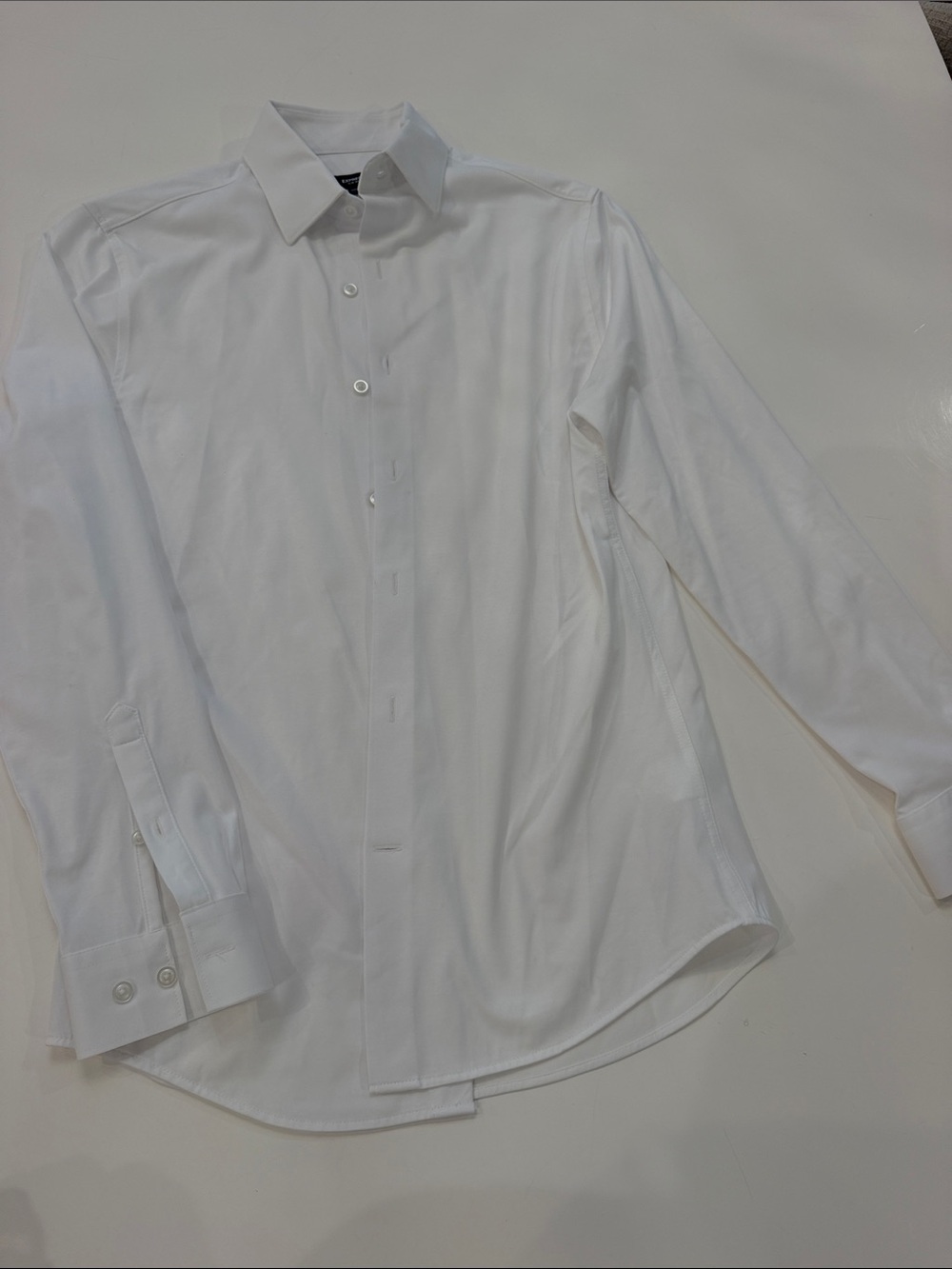 Express Men's White Long-Sleeve Dress Shirt